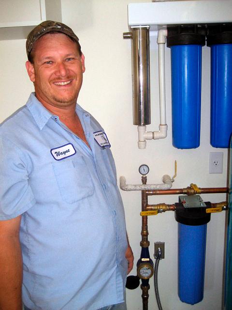 FilterSystem1.JPG - Historic day -- first water pumped from tanks, thanks to Wayne. October 23, 2008.